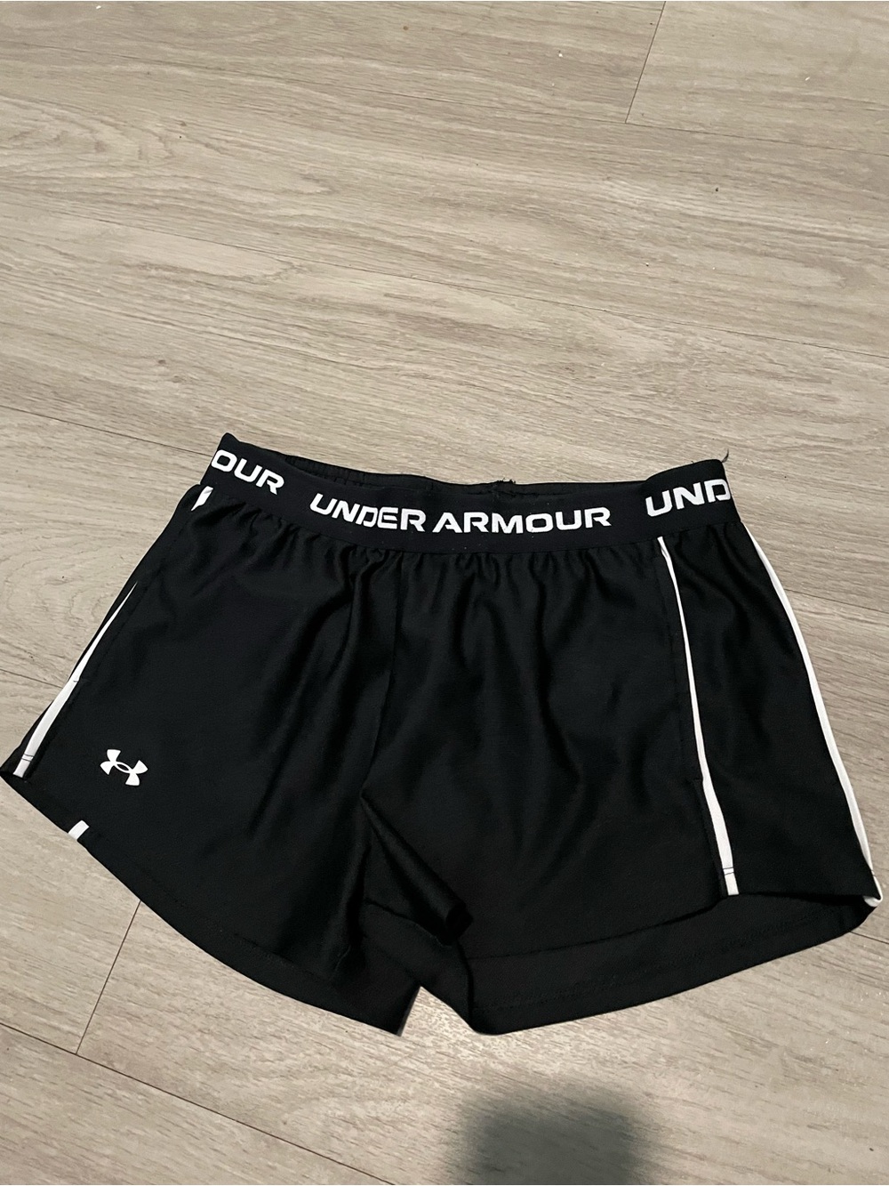 Under Armour Black Girls' Athletic Shorts with White Trim
